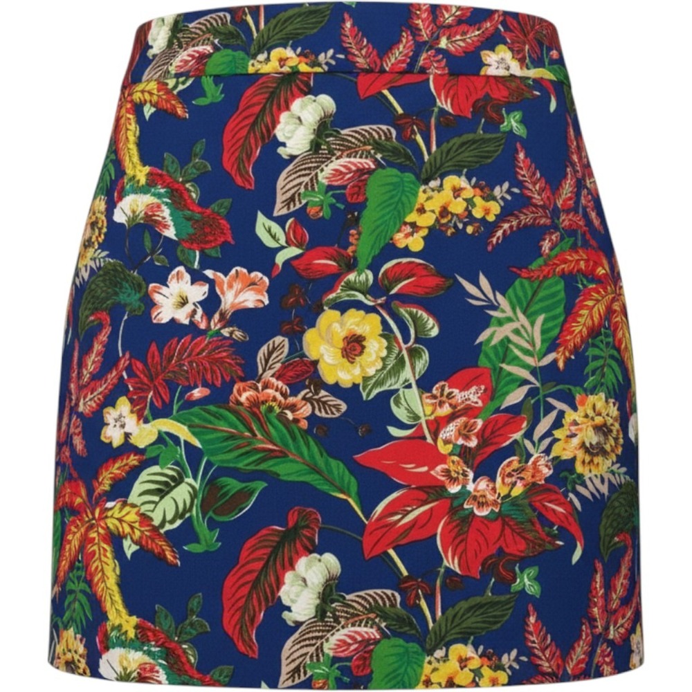 Talbots Womens Blue Tropical Floral Cotton Blend A-Line Mini Skirt Size 8